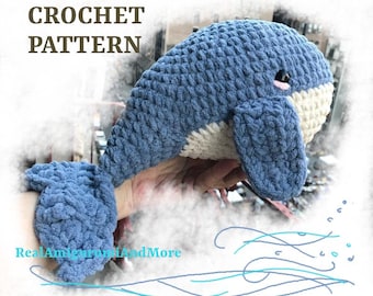 Crochet Pattern: No-Sew Amigurumi Baby Whale (PDF Pattern)