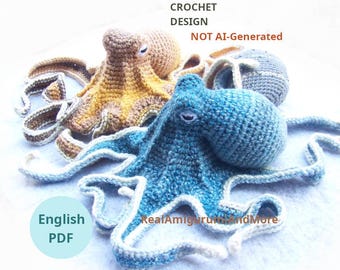 Crochet Octopus Pattern: Realistic Amigurumi Toy with Rock (PDF Download)