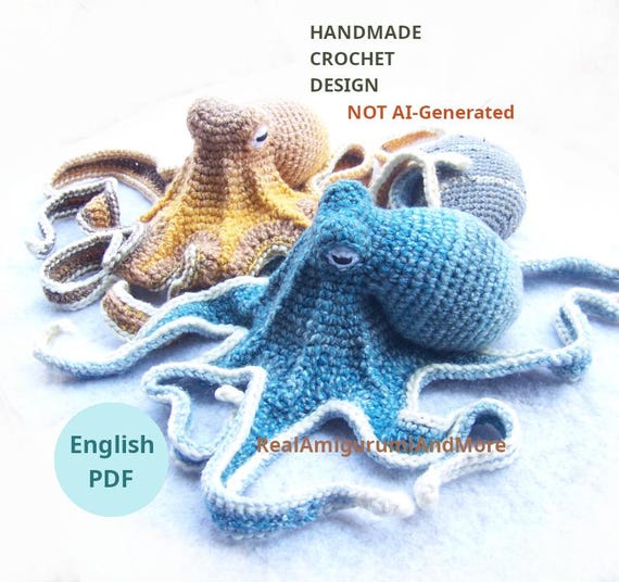 Crochet Octopus Pattern: Realistic Amigurumi Toy with Rock (PDF Download)