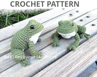 Patrón de ganchillo de rana realista en PDF / Amigurumi de rana casi sin costuras / Tutoriales con fotos y vídeos