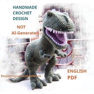 Crochet T Rex Pattern PDF | Realistic Amigurumi Dinosaur | Low Sew T-Rex Plush Toy Crochet Pattern | Tyrannosaurus Rex Tutorial