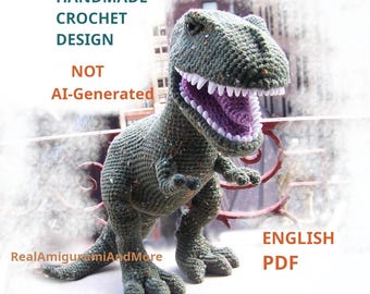 Crochet Realistic T-Rex Pattern: Low Sew Amigurumi Dinosaur (Digital Download PDF)