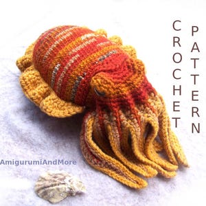 Schema all'uncinetto Seppia realistica-Seppia amigurumi-Seppia ripiena-Animali marini amigurumi-Seppia di peluche-Seppia giocattolo