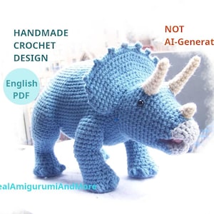 Triceratops Crochet Pattern: Minimal Sew Amigurumi Dinosaur (PDF Pattern)