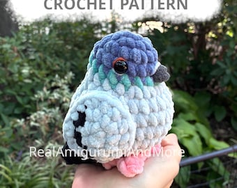 Crochet Pigeon Pattern, Chubby Bird Amigurumi, Low-Sew PDF