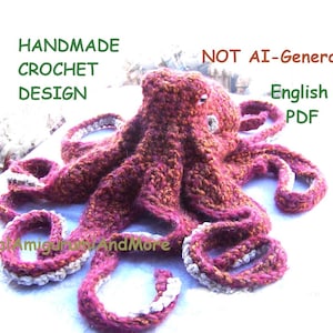 Crochet Pattern Realistic Octopus-Amigurumi Pattern Octopus-Stuffed Octopus Tutorial-Amigurumi Octopus-Octopus Softie-Toy Octopus-Low Sew