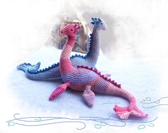 Crochet Amigurumi Low Sew Loch Ness Monster-Amigurumi Nessie-Amigurumi Dinosaur-Stuffed Plesiosaurus-Crochet Plesiosaurus-Dino Tutorial