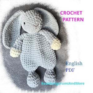 Crochet Bunny Snuggler Pattern: Low Sew Amigurumi Lovey (PDF Tutorial)