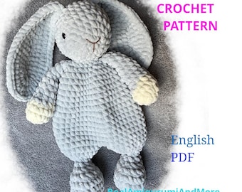 Crochet Bunny Snuggler Pattern: Low Sew Amigurumi Lovey (PDF Tutorial)