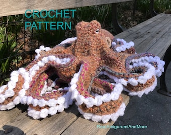 Crochet Pattern Large Realistic Octopus-Amigurumi Pattern Octopus-Stuffed Octopus and Crochet Stone-Amigurumi Octopus-Plush Octopus