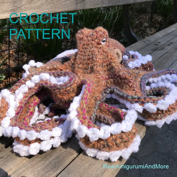 Crochet Pattern Large Realistic Octopus-Amigurumi Pattern Octopus-Stuffed Octopus and Crochet Stone-Amigurumi Octopus-Plush Octopus