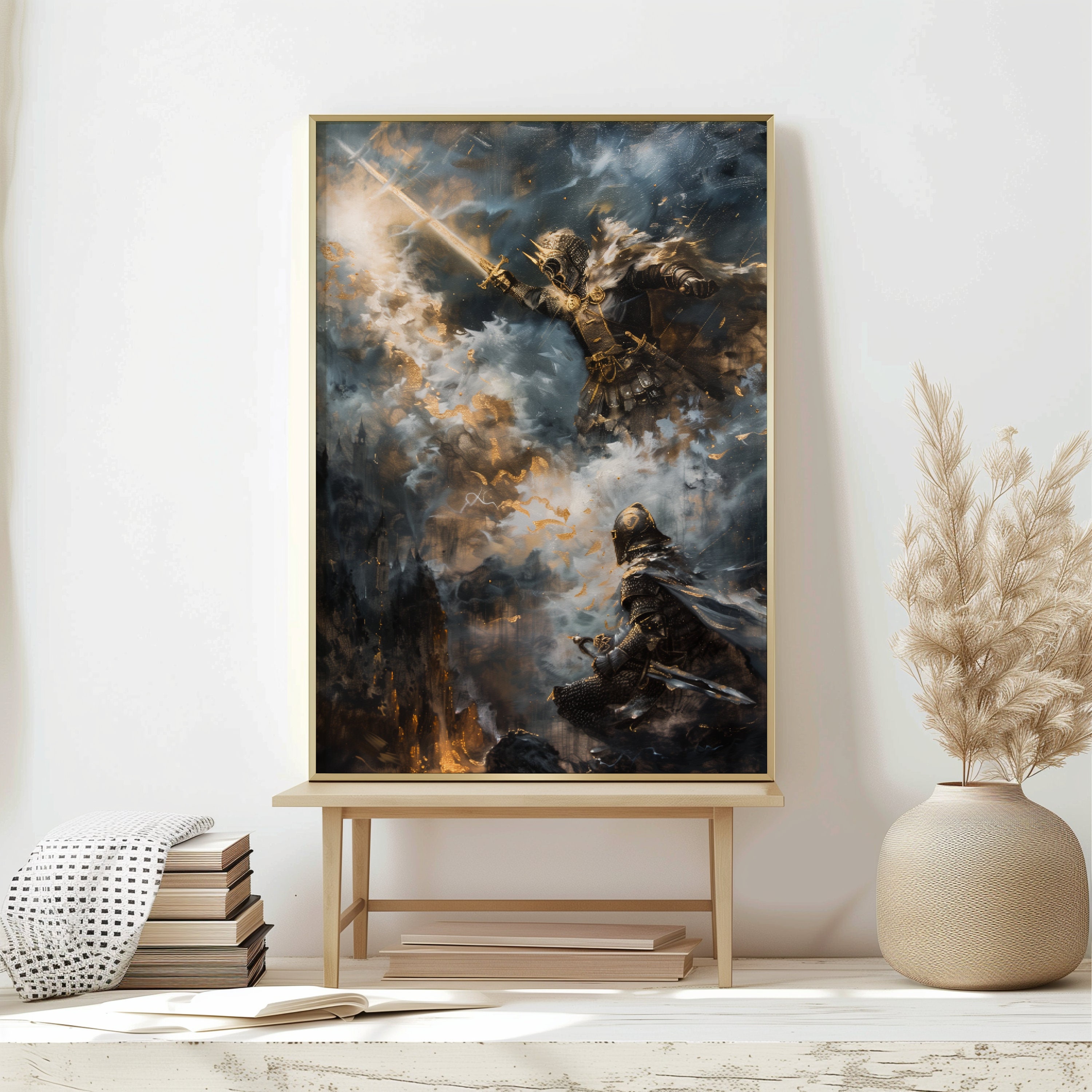 PRINTABLE Epic Fantasy Knight Battle Art | Digital Download | Medieval ...