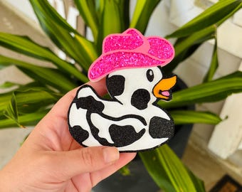 Cow Print Duck Car Freshie: Cowboy Hat Car Accessory