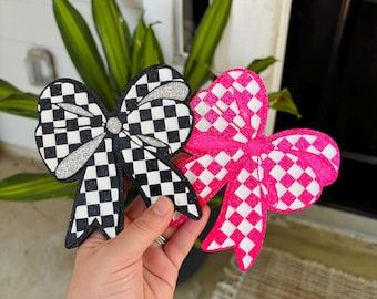 Checkered Bow Car Freshie: Scented Car Accessory