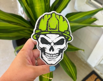 Skull Hard Hat Car Freshie: Blue Collar Car Accessory