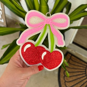 XL Cherry Car Freshie: Coquette Bow Car Accessory