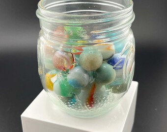 Small Jelly Jar filled with Antique Marbles