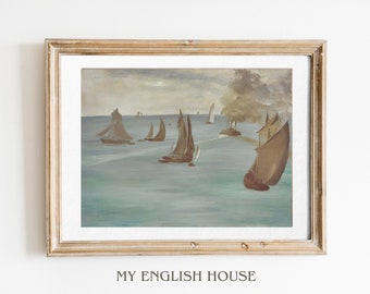 Sailing Digital Print | Printable Art | Oil Painting | Wall Decor | My English House | Vintage downloadable Prints