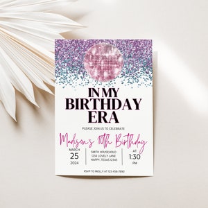 Editable In My Birthday Era Invitation Era Party Decor Glitter Birthday Party Invitation Trendy Taylor Era Invitation Digital Template