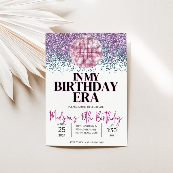 Editable In My Birthday Era Invitation Era Party Decor Glitter Birthday Party Invitation Trendy Taylor Era Invitation Digital Template