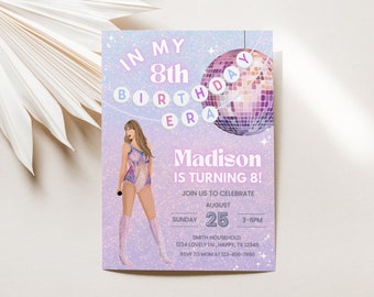 Bewerkbaar in mijn verjaardag tijdperk uitnodiging tijdperk feestdecor glitter verjaardagsfeestje uitnodiging trendy Taylor vriendschap armband digitale uitnodiging