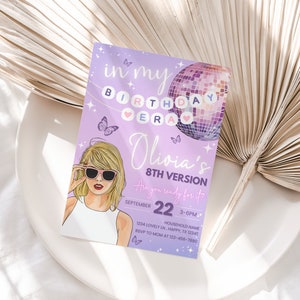 Self Editable Trendy Taylor Birthday Digital Invitation Ts Birthday Invite Eras Party Invite In My Birthday Era Birthday Party Invitation