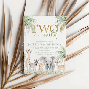 Bearbeitbar Zwei Wilde Geburtstagseinladung Boho Safari Geburtstagseinladung Junge 2. Geburtstag Dschungeltiere Einladung Einladung Alle Partytiere
