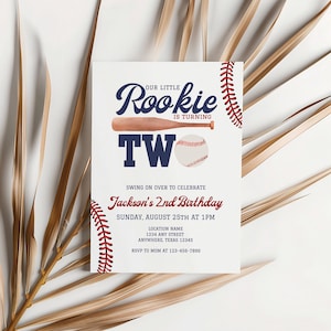 Invito per il secondo compleanno del principiante dell'anno modificabile, invito per il secondo compleanno del baseball, download immediato, tema per il secondo compleanno del ragazzo, anno del principiante del baseball
