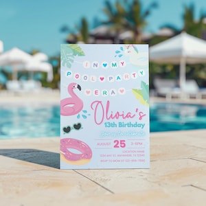 Pool Party Birthday Invitation In My Pool Party Era Friendship Bracelet Invitation Swimming Party Invite Trendy Taylor Summer Birthday Party
