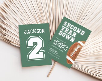 Editable Football Birthday Invitation Second Year Down Invite Game On Football Invite Boy Second Birthday Invite Boy 2nd Birthday Party