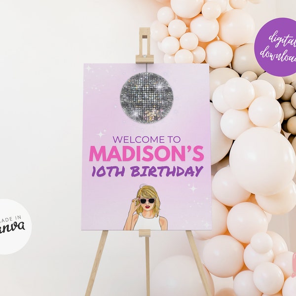 Printable T Swift Welcome Birthday Sign 18X24 Eras Birthday Party Theme Decorations In My Birthday Era Invite Swiftie Digital Party Sign