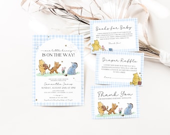 Winnie the Pooh Baby Shower Bundle Classic Winnie The Pooh Boy Baby Shower Decor Little Hunny Baby Shower Invite Blue Vintage Pooh Bundle