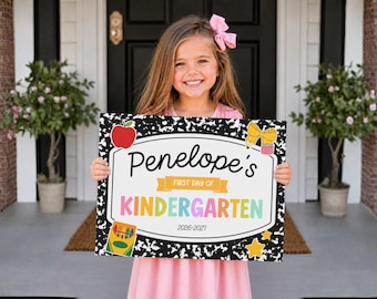 Editable Back to School Printable Sign, Reusable First Day of School Handheld Sign, First Day of School Photo Poster, Composition Notebook