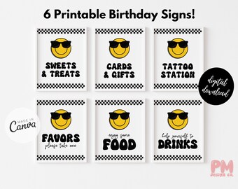 One Cool Dude Printable Party Signs Bundle One Happy Dude Birthday Decorations Boy Birthday Party Favor Signs 1st Birthday Download Template