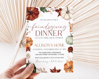 Friendsgiving Dinner Invitation Friendsgiving Digital Invite Self Editable Thanksgiving Dinner Invite Lets Gather Party Give Thanks Invite