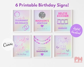 Printable Taylor Birthday Bundle Signs 8x10 Eras Birthday Party Theme Table Signs In My Birthday Era Invite Party Favors Digital Party Sign