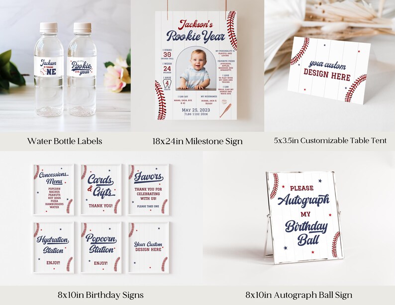 Editable Rookie of the Year First Birthday Bundle Baseball 1st Birthday ...