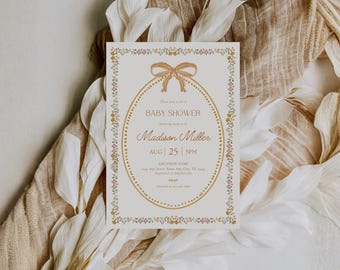 Fall Baby Shower Invitation, Little Pumpkin Baby Shower Invite, Autumn Fall Floral Baby Shower,  Hello Baby Shower, Gender Neutral Shower