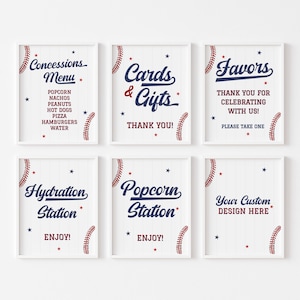 Rookie of the Year First Birthday Favors Sign, Baseball Birthday Table Signs, Party Favors Printable Signs, Boy Baseball Party Signs