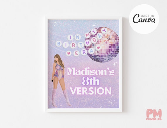 Printable Taylor Birthday Bundle Signs 8x10 Eras Birthday Party Theme Poster In My Birthday Era Invite Party Favors Digital Party Table Sign