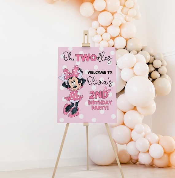 Oh Twodles Birthday Welcome Sign Editable Minnie 2nd Birthday Sign Cute Mouse Second Birthday Oh Twodles Invitation Boho Girl Minnie Invite