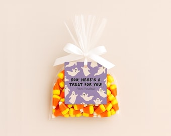 Halloween Gift Tags Printable, Halloween Treat Tags, Boo! Here's a Treat For You, Candy Favor Tags, Editable Name, Classroom Halloween Tags