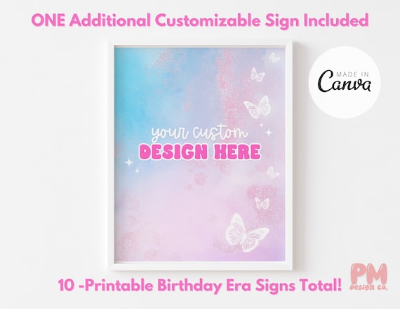 Printable Taylor Birthday Bundle Signs 8x10 Eras Birthday Party Theme Table Signs In My Birthday Era Invite Party Favors Digital Party Sign