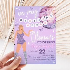 Editable Trendy Taylor Birthday Invitation Ts Birthday Invite Eras Party Invite In My Birthday Era Invitation Eras Birthday Party Invitation