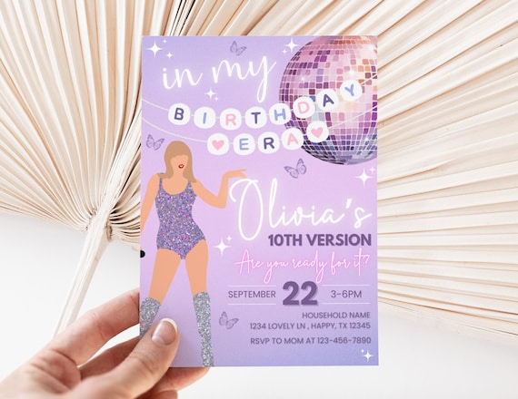 Editable Trendy Taylor Birthday Invitation Ts Birthday Invite Eras Party Invite In My Birthday Era Invitation Eras Birthday Party Invitation