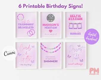Printable Taylor Birthday Bundle Signs 8x10 Eras Birthday Party Theme Table Signs In My Birthday Era Invite Party Favors Digital Party Sign
