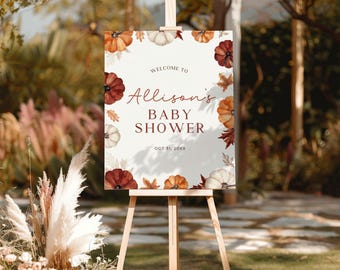 Fall Baby Shower Welcome Sign,  Autumn Baby Shower Sign, Fall Hello Baby Welcome Sign, Our Little Pumpkin Baby Shower, Any Age Birthday Sign