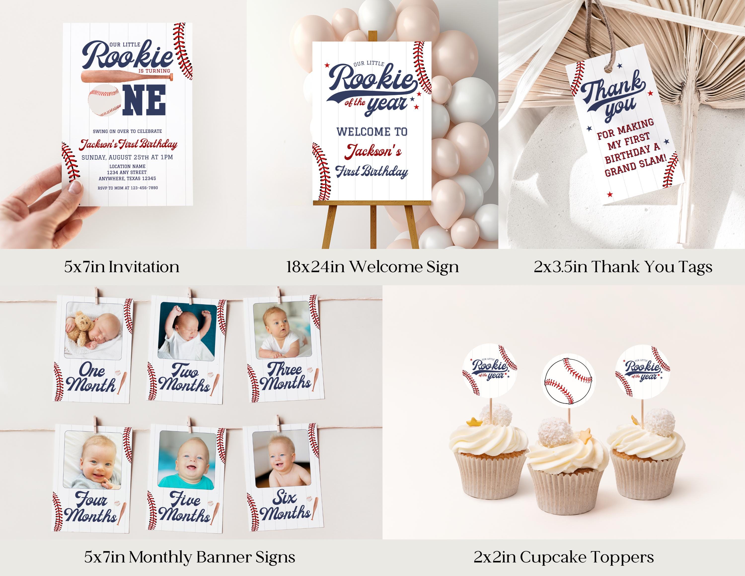 Editable Rookie of the Year First Birthday Bundle Baseball 1st Birthday ...