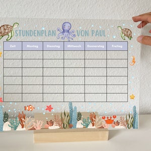 Einschulung, Schulanfang Geschenk, Stundenplan Mädchen Junge, Personalisiertes Geschenk, Stundenplan personalisiert Acrylglas abwischbar