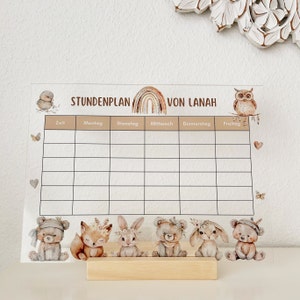 Einschulung, Schulanfang Geschenk, Stundenplan Mädchen, Kinder, Personalisiertes Geschenk, Stundenplan personalisiert Acrylglas abwischbar